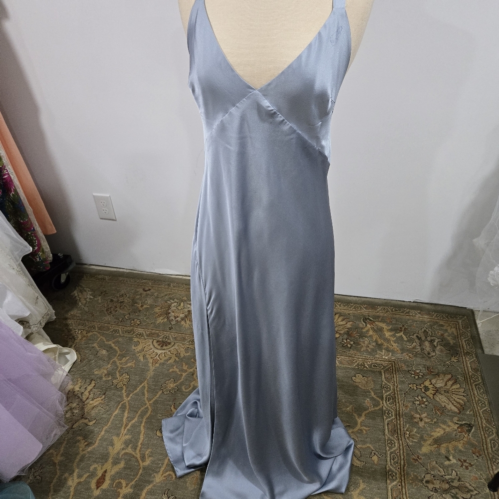 Anderson Maxi Dress, Show Me Your Mumu, Steel Blue, Luxe Satin Sheath Dress